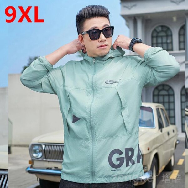 Ropa de protección solar de talla grande para hombre, camisetas ligeras y finas transpirables para ciclismo al aire libre, chaqueta de Ropa de talla grande de pesca 9XL 8XL