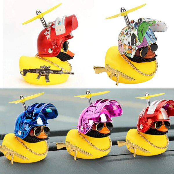 Timbre de bicicleta, pato amarillo, goma, coche, motocicleta, adornos para bicicleta, casco de nivel 3, PUBG, pistola dorada, pato armado, decoración de ciclismo