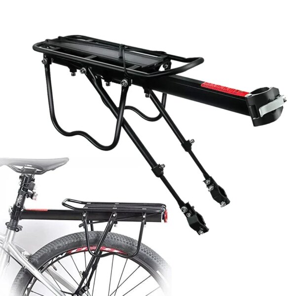 Estante de carga para bicicletas, bastidores para asientos traseros, alforjas para ciclismo, soporte para bolsas, portaequipajes para bicicletas de 26-29 pulgadas con logotipo reflectante