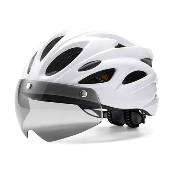 Casco de bicicleta Casco de bicicleta con gafas de luz trasera Casco de bicicleta de montaña ajustable para hombres adultos mujeres