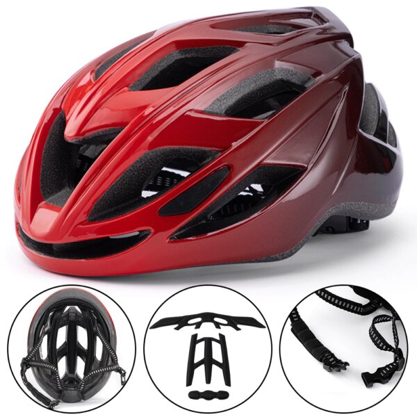 Casco de bicicleta Cascos de carreras de seguridad Casco de bicicleta ajustable integralmente moldeado Transpirable 19 respiraderos para bicicleta de equilibrio de monopatín