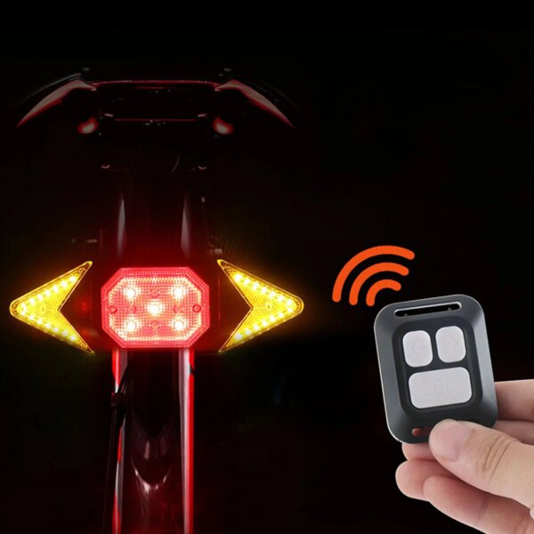 Luz trasera de señal de giro para bicicleta, luz trasera de bicicleta de montaña con Control remoto inalámbrico, luz trasera con carga USB, luz de advertencia LED