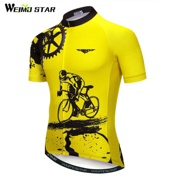 Equipo de bicicleta 2019 mujeres/hombres amarillo spandex ciclismo jersey tops/ropa de bicicleta de manga corta estilo de verano Pro MTB Bike Jersey camisa