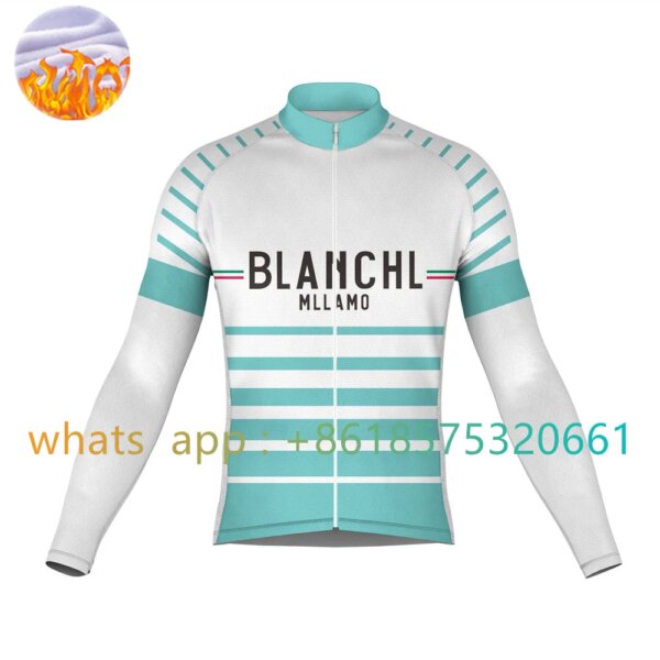 BlANCHl MllANO 2023 NUEVO PERTICARA Maillot ciclista de invierno de manga larga Celeste