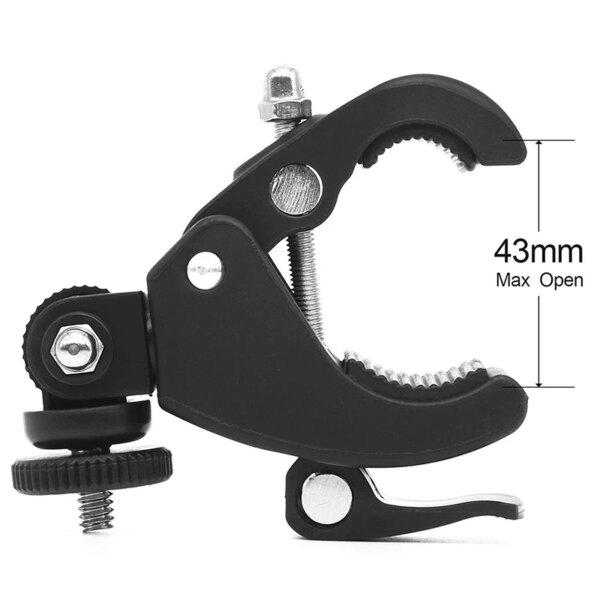 Negro 1/4 bicicleta motocicleta manillar abrazadera barra montaje cámara trípode adaptador accesorios para cámara de acción Go pro Hero