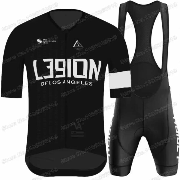 Conjunto de Jersey de ciclismo Legión Negra de Los Ángeles 2024 L39ion Ropa de ciclismo para hombre Camisas de bicicleta de carretera de verano Traje Pantalones cortos con pechera para bicicleta