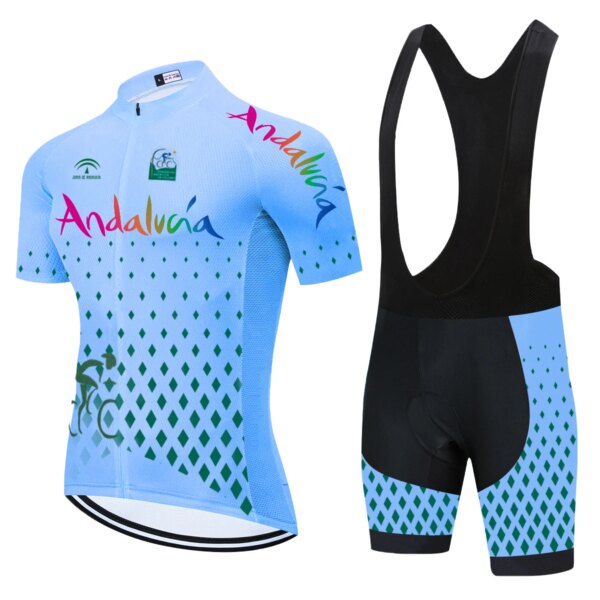 Conjunto de Jersey de ciclismo azul de Nueva Andalucía, ropa para bicicleta de montaña y de carretera, transpirable, de secado rápido, 2021