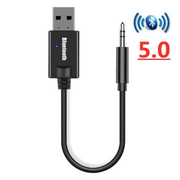 Kit receptor de Audio Bluetooth 5,0 para coche, adaptador inalámbrico Dongle USB de música estéreo para coche con conector AUX de 3,5 MM y 3,5 para amplificador de altavoz de coche