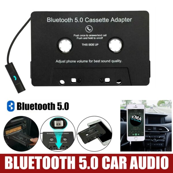 Bluetooth 5,0 Audio estéreo para coche Cassette vehículo convertidor de cinta Bluetooth reproductor de Cassette coche MP3 agenda telefónica manos libres para Iphone