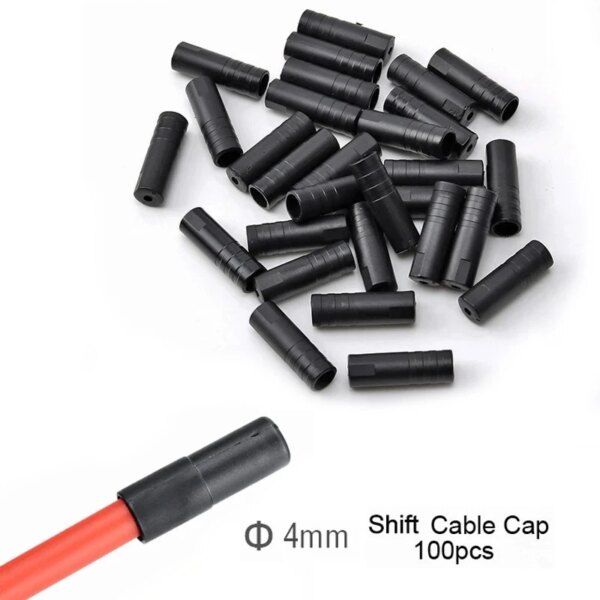 Bolany 100 unids/lote tapa de extremo del Cable de cambio 4mm puntas de freno de plástico negro engarces bicicletas desviador tapa de cambio virolas de alambre pieza de bicicletas