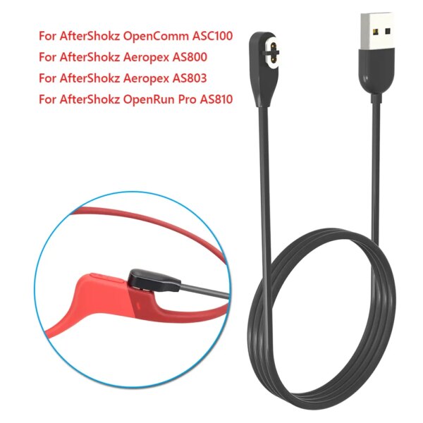 Cargador de auriculares de conducción ósea para AfterShokz OpenComm ASC100 / Aeropex AS800AS803/OpenRun Pro AS810 Cable de carga de auriculares