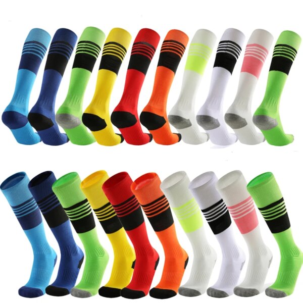 Nuevos calcetines gruesos transpirables para hombre, calcetines de fútbol para correr, baloncesto, fútbol, ​​calcetines largos hasta la rodilla para mujer, calcetines de voleibol para bicicleta, medias para pierna