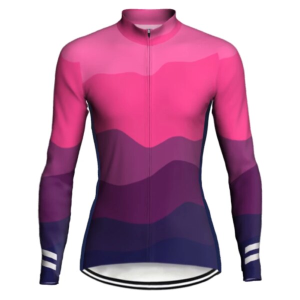 Jersey de ciclismo de poliéster transpirable para mujer, camiseta de manga larga, camiseta deportiva, ropa de bicicleta, ropa de bicicleta MTB, estilo triatlón