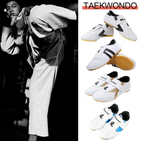 Zapatos blancos transpirables de Taekwondo, zapatos de Kung Fu, zapatillas de lucha Wushu Taichi Karate, artes marciales y lucha