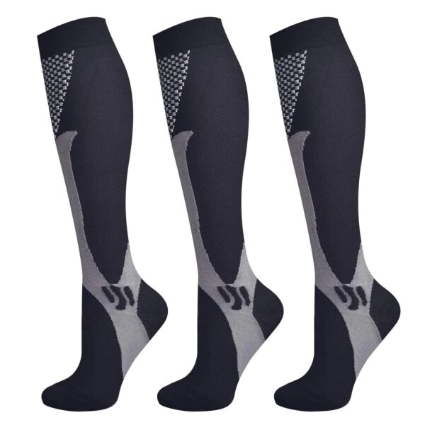 Brothock 3 pares de calcetines de compresión para mujeres y hombres 20-30 mmHg Cómodas medias deportivas de nailon para enfermería, deporte, correr