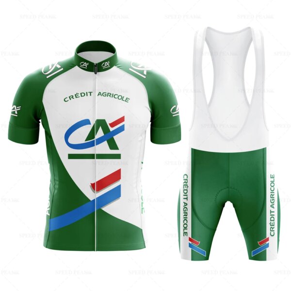 CA-Camiseta de ciclismo para hombre, conjunto de manga corta, pechera Retro verde, ropa de bicicleta de manga corta, ropa deportiva de verano para triatlón