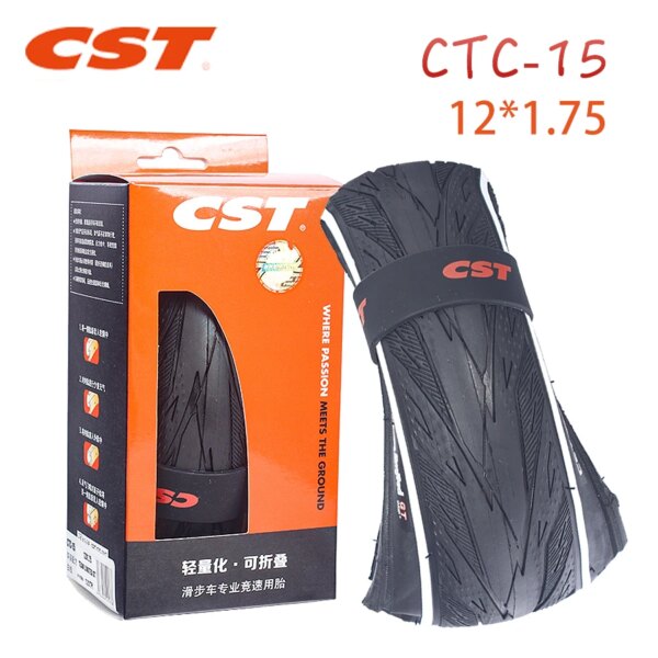 CST Neumáticos plegables 203 Team Limited GT de 12 pulgadas para bicicleta de equilibrio para niños de 12X1,75, neumático plegable CTC-15 superligero