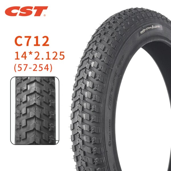 Neumático de bicicleta CST 14 pulgadas C712 14*2.125 piezas de bicicleta coche para niños neumático de bicicleta plegable antideslizante y resistente al desgaste 57-254