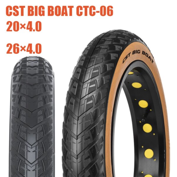 CST Fat Tire 20x4,0 26x4,0 CST BIG BOAT CTC-06 CST nueva familia marrón, colección de piel oscura, neumático para bicicleta eléctrica