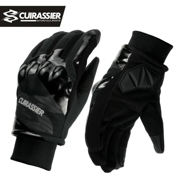Guantes CUIRASSIER impermeables para motocicleta con pantalla táctil, guantes protectores cálidos para invierno, protección de conducción reflectante nocturna