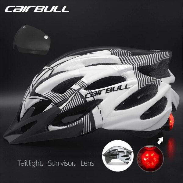 Cairbull MTB/casco de carretera ultraligero casco de ciclismo gafas magnéticas con luz trasera casco de bicicleta Integral visera solar extraíble