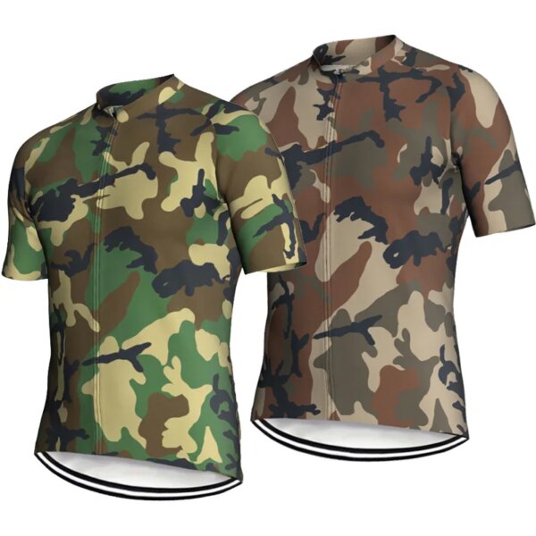 Camiseta de ciclismo corta de camuflaje para hombre, ropa deportiva para bicicleta de carretera, camiseta para bicicleta, cubiertas superiores para MTB, chaqueta, suéter militar, corredor