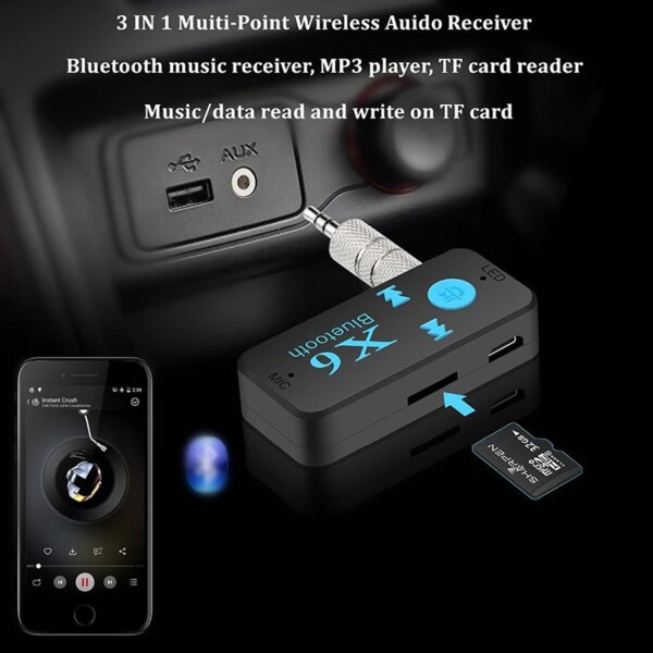 Receptor Bluetooth para coche BT4.0 Aux convertidor de Audio micrófono inalámbrico reproductor de música adaptador salida de 3,5mm GPS lector de tarjetas TF