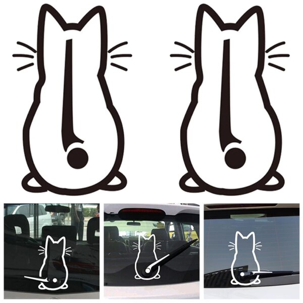 Pegatinas de coche, limpiaparabrisas trasero, pegatina de gato, personalidad, decoración de estilo Exterior, calcomanía de vinilo, accesorios para coche, 20x32cm