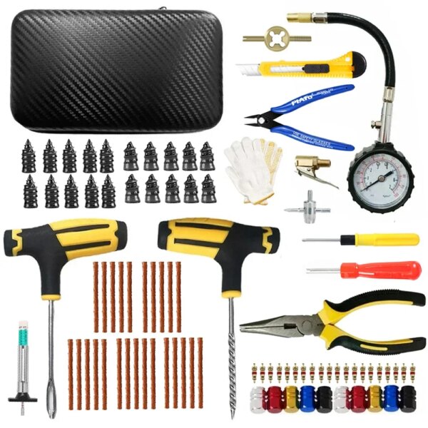 Kit de Reparación de neumáticos de coche, herramientas para tapones para pinchazos, emergencia para pinchazos de neumáticos, Kit de herramientas de reparación de pegamento agitador, accesorios para automóviles