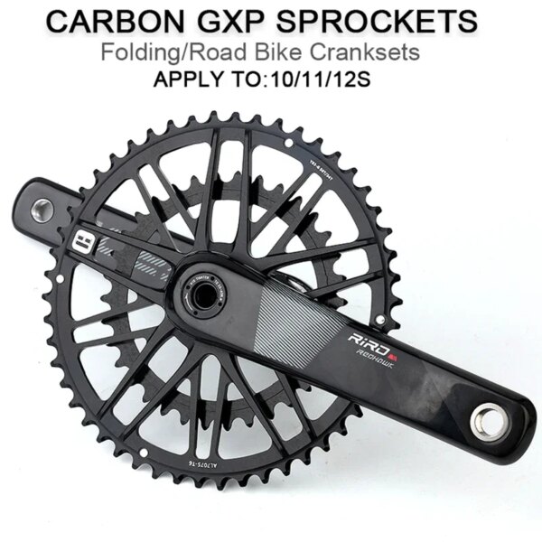 Bielas de bicicleta de carretera de doble velocidad, bielas de fibra de carbono compatibles con GXP, 50/34T 53/39T, manivela de bicicleta de carbono, plato de montaje directo para Sram