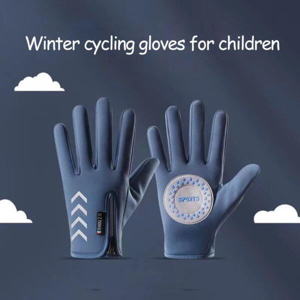 Guantes para niños cálidos ciclismo invierno otoño impermeables niños reflejan la luz antideslizante esquí polar niño niña Scooter guantes con cremallera