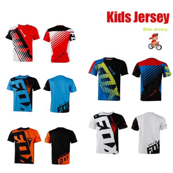 Camiseta MTB para niños BAT FOX Camiseta de manga corta para motocicleta Camiseta de secado rápido para bicicleta de descenso Camiseta de ciclismo de Motocross para niños