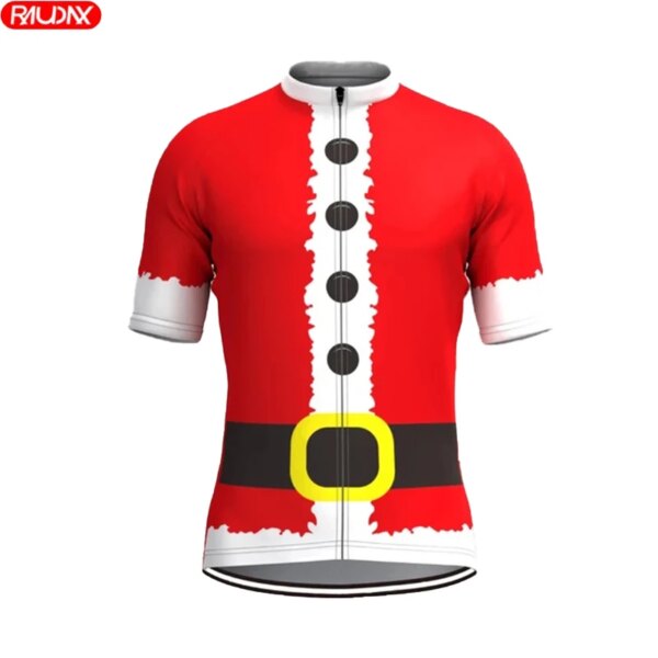 Traje de ciclismo de Navidad para hombre, camisa de ciclismo transpirable para bicicleta de carretera, protección UV, mangas cortas de secado rápido