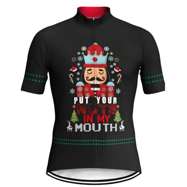 Navidad manga corta Ciclismo Jersey bicicleta chaqueta Ropa transpirable babero bicicleta Sportwear Maillot Ropa Ciclismo deporte negro Top