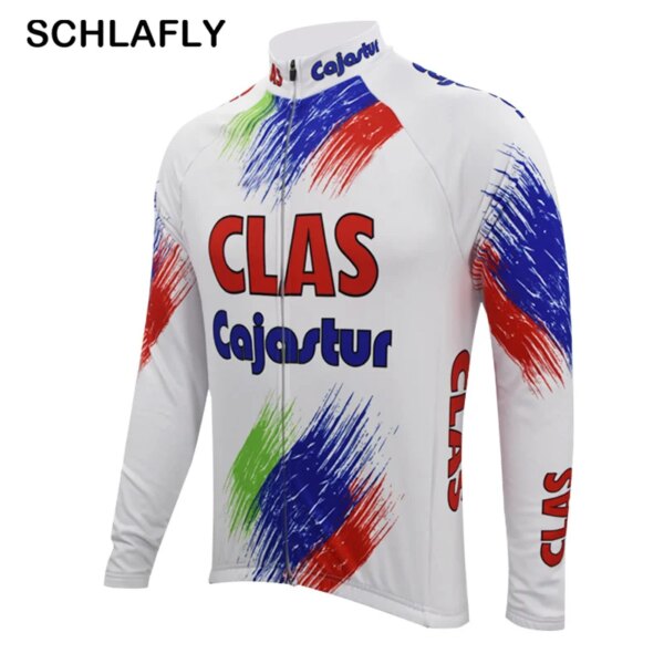 Clas cajastur ciclismo jersey manga larga retro bicicleta invierno polar lana y sin forro polar ropa de bicicleta colorth schlafly otoño