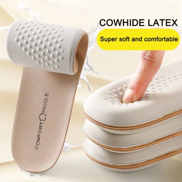 Plantillas de cuero de vaca para zapatos, plantilla deportiva de látex de cuero con arco, almohadillas de soporte para zapatos, fascitis Plantar absorbente de golpes, antiolor