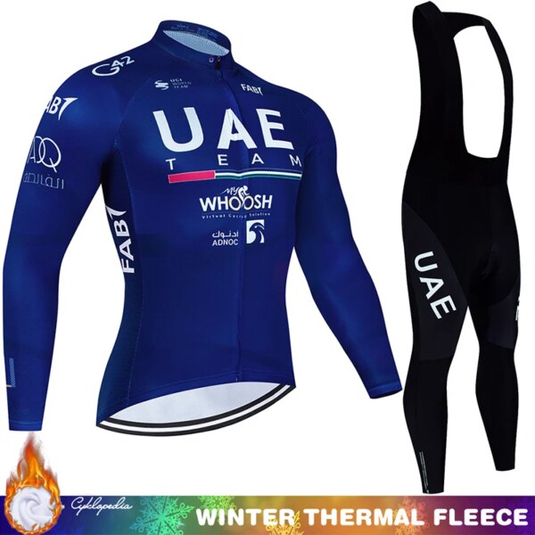 Babero de ciclismo para hombre, blusa, uniforme, ropa de los Emiratos Árabes Unidos, Jersey de lana, pantalones, ropa interior térmica, chaqueta Tricuta de invierno 2024