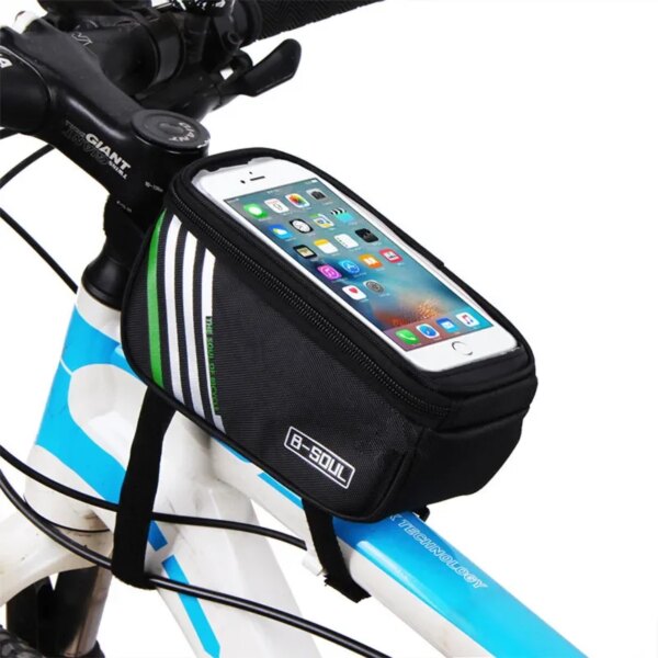 Ciclismo bicicleta cabeza tubo manillar celular teléfono móvil con bolsa funda, soporte pantalla táctil teléfono Hold