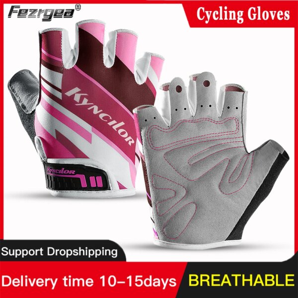 Guantes de ciclismo antiradiación deportes Fitness hombres y mujeres transpirables antideslizantes guantes de medio dedo para bicicleta