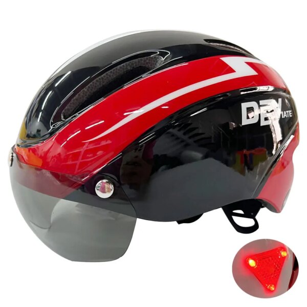 Casco de ciclismo para hombres y mujeres, casco con luz LED, casco de bicicleta con lente magnética para montaña y carretera, para deportes de bicicleta, monopatín y Scooter