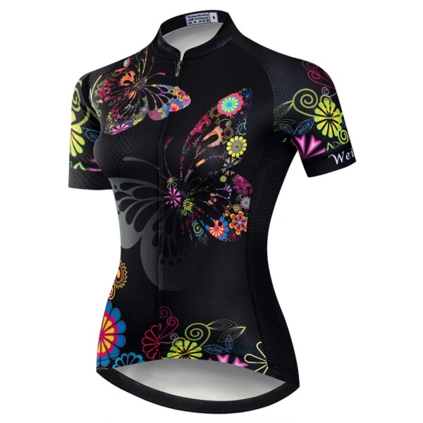 Jersey de ciclismo para mujer, camiseta para bicicleta de montaña, ropa de montar, blusa de ciclista femenina de verano, ropa de ciclo de carreras para mujer, negro y rojo