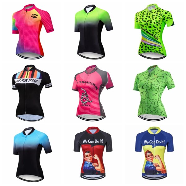 Camiseta de Ciclismo para mujer, camiseta de manga corta para bicicleta de montaña, Ropa Maillot, Ciclismo de carretera, bicicleta de carreras, uniforme femenino, rosa y rojo