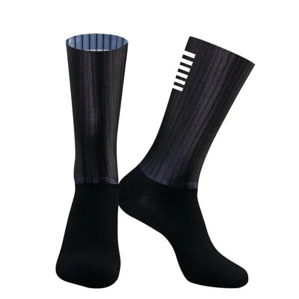 Calcetines hasta la rodilla para ciclismo para hombre, antideslizantes, de silicona, Aero Whiteline, deporte de bicicleta, manguera para correr