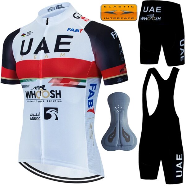 Conjuntos de ciclismo Tricuta para hombre, uniforme, ropa deportiva de los Emiratos Árabes Unidos, blusa para hombre, camiseta de verano para bicicleta, ropa de equipo para bicicleta, pantalones cortos con pechera para carretera y Mtb