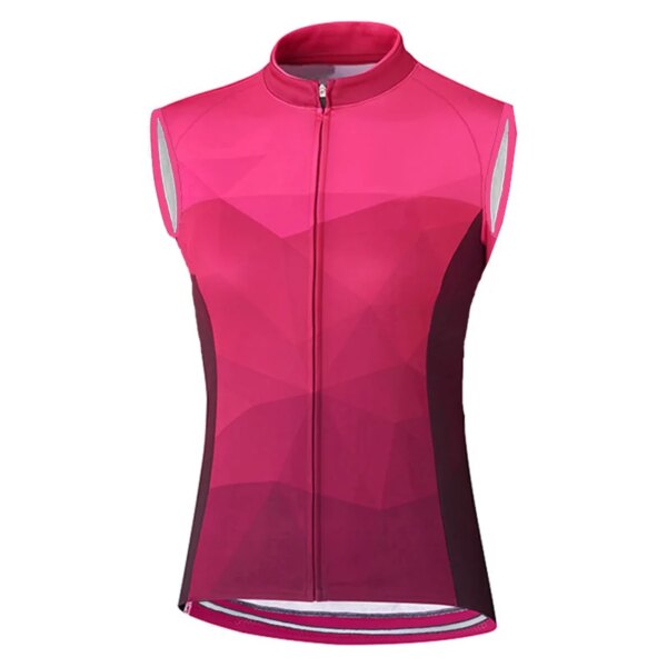 Camiseta de ciclismo, chaleco rosa, bolsillo, camiseta con cremallera, camiseta de ciclismo transpirable, ropa deportiva, camiseta sin mangas, camiseta de ciclismo sin mangas