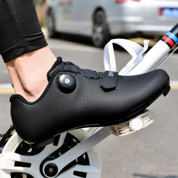 Zapatos de ciclismo para hombre SPD, zapatillas de deporte para bicicleta de carretera, zapatos de bicicleta ultraligeros con autosujeción para deportes al aire libre profesionales