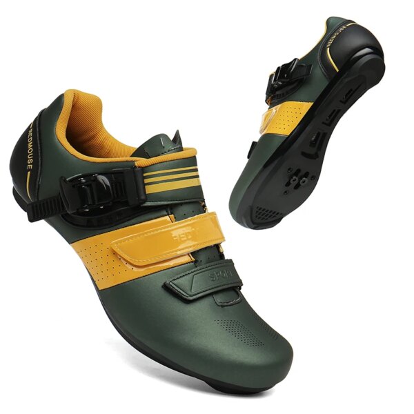 Zapatos de ciclismo para hombre y mujer, zapatillas de velocidad para bicicleta de montaña y carretera, zapatos antideslizantes con cierre automático para triatlón, zapatos de carreras con hebilla plana