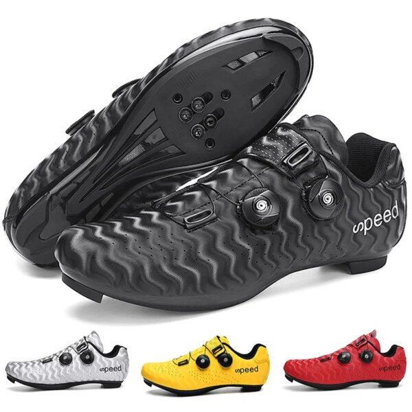 Zapatos de ciclismo para hombre, zapatillas de carreras para bicicleta de montaña con estampado de ondas a la moda, zapatillas de deporte para bicicleta de carretera con tacos SPD