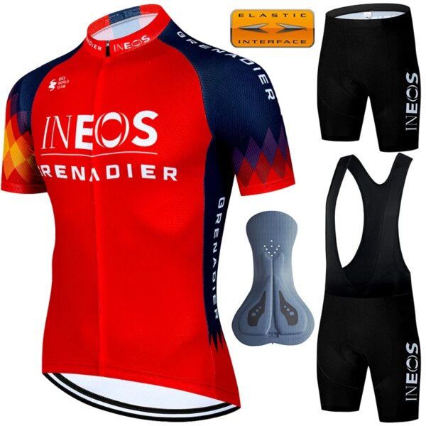 Pantalones cortos de ciclismo para hombre, Jersey para hombre INEOS, ropa de verano para hombre, blusa, uniforme para bicicleta, ropa cortada con láser, conjuntos para hombre 2024