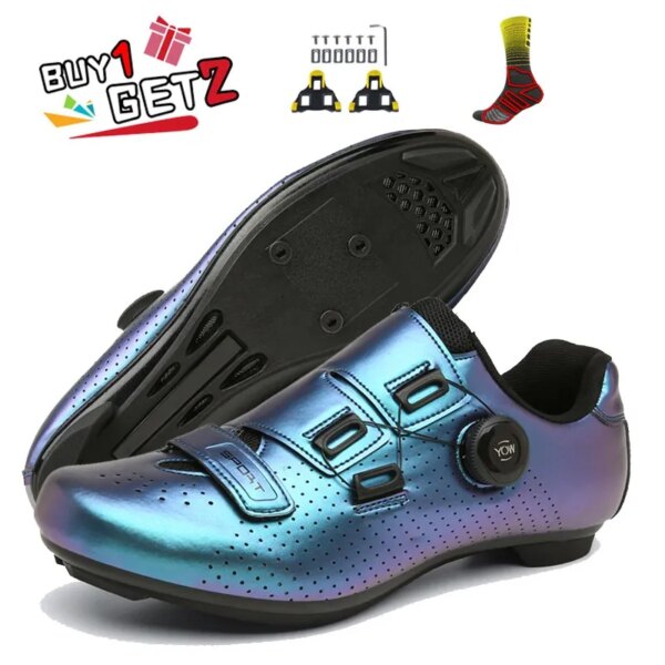 Zapatillas de ciclismo Mtb para hombre, tacos autoblocantes, zapatos de carreras para bicicleta de carretera, zapatillas planas de velocidad para mujer, zapatos de ciclismo de montaña SPD